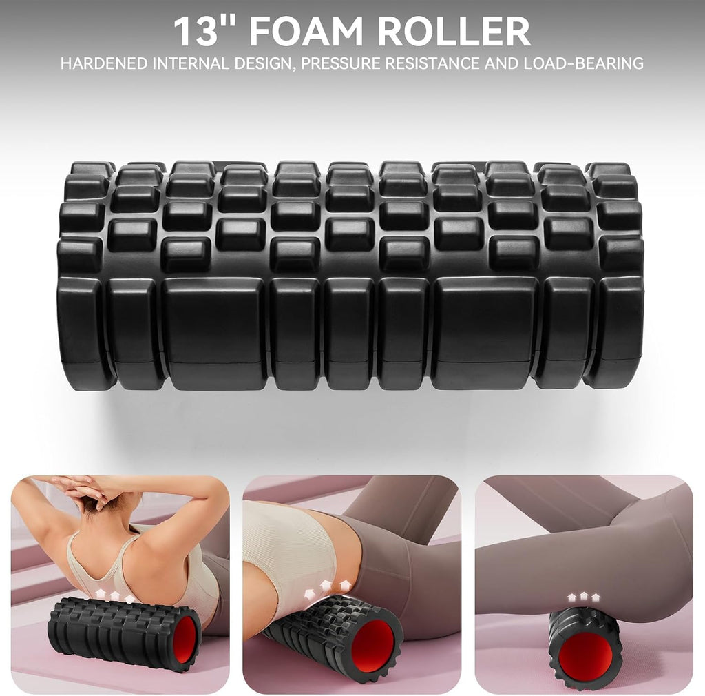Rodillo de Espuma para Masajeador de Tejido Profundo, Rodillo de Ejercicio Patentado de Alta Densidad de 13" para Masaje Muscular y Liberación de Puntos Gatillo Miofasciales, Rodillo para