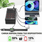 Estación de carga USB de 200 W y 40 A para múltiples dispositivos, bloque de cargador USB rápido de 40 puertos, cargador rápido de pared de escritorio con protección inteligente, regleta de