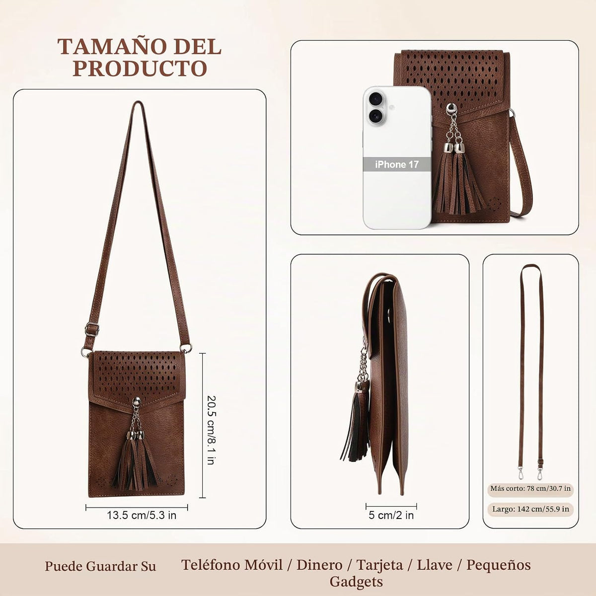 Bolso cruzado pequeño para mujer, bolso tipo cartera con borlas, regalos para niñas adolescentes