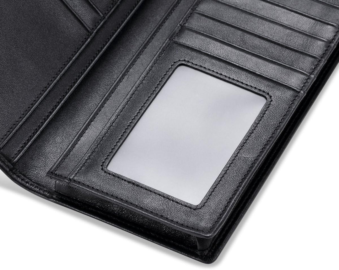 HISCOW Cartera larga plegable con 15 ranuras para tarjetas de crédi...