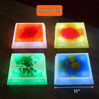 Special Supplies - Piedras LED de gel líquido para niños, bloques de equilibrio cuadrados iluminados, promueven la coordinación, el equilibrio, la fuerza para los niños, goma antideslizante duradera, juego seguro en interiores y exteriores, paquete de 4