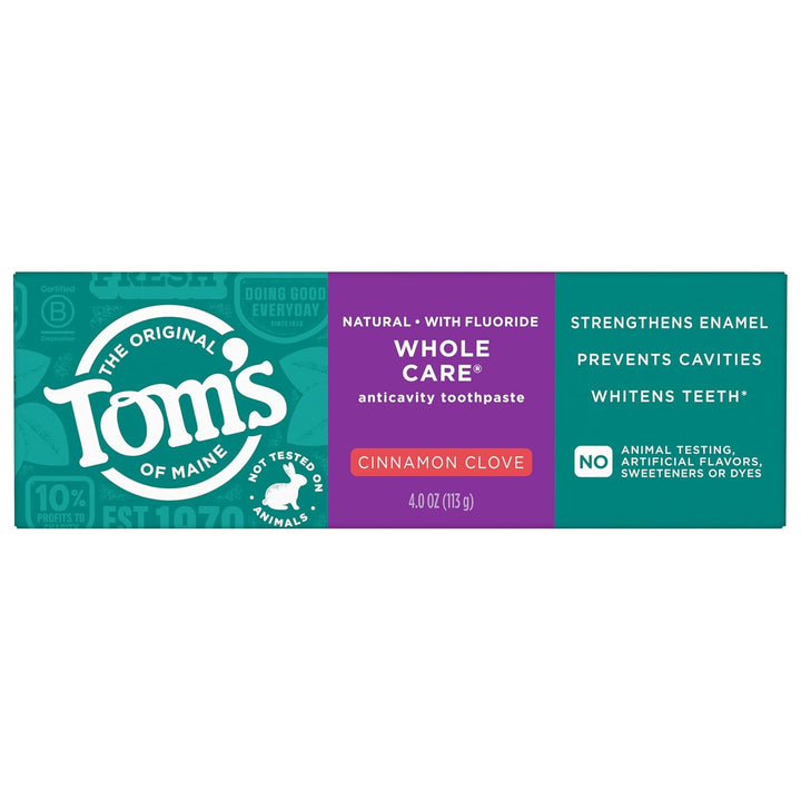 Tom's of Maine Whole Care Pasta de dientes natural con flúor, c...