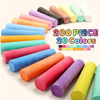 Juego de tizas para acera: 200 piezas en 20 colores Jumbo lavable tiza para