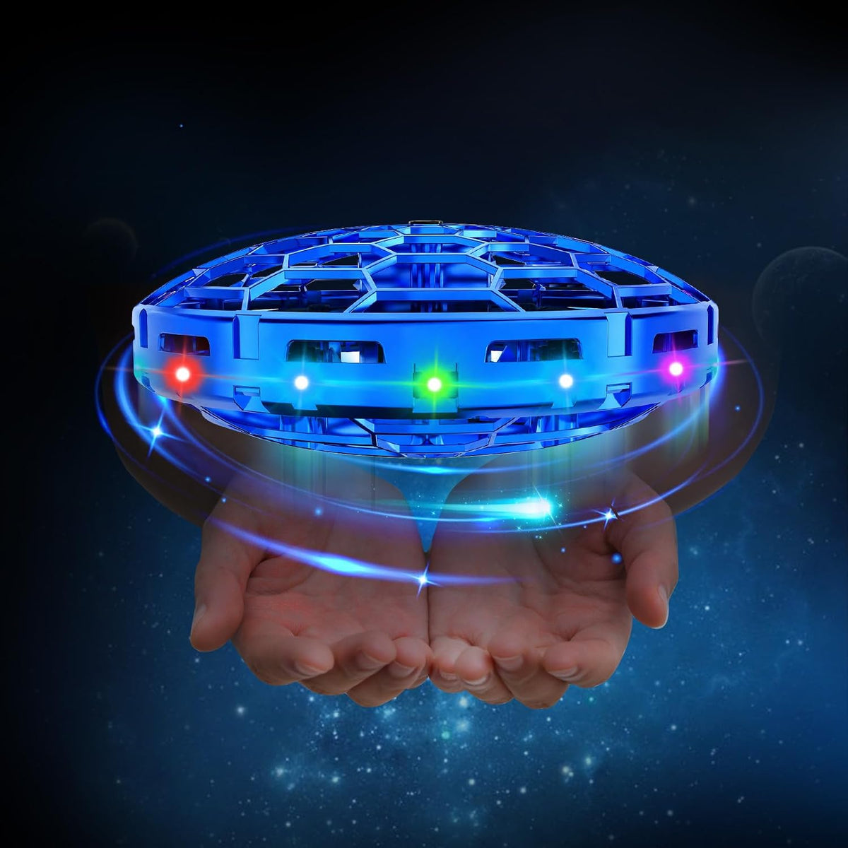 Dron de juguete volador para niños, con sensores de movimiento manos libres de 360°, mini dron con luz LED, fácil de interior pequeño OVNI helicóptero, juguetes de bola voladora, juguetes geniales