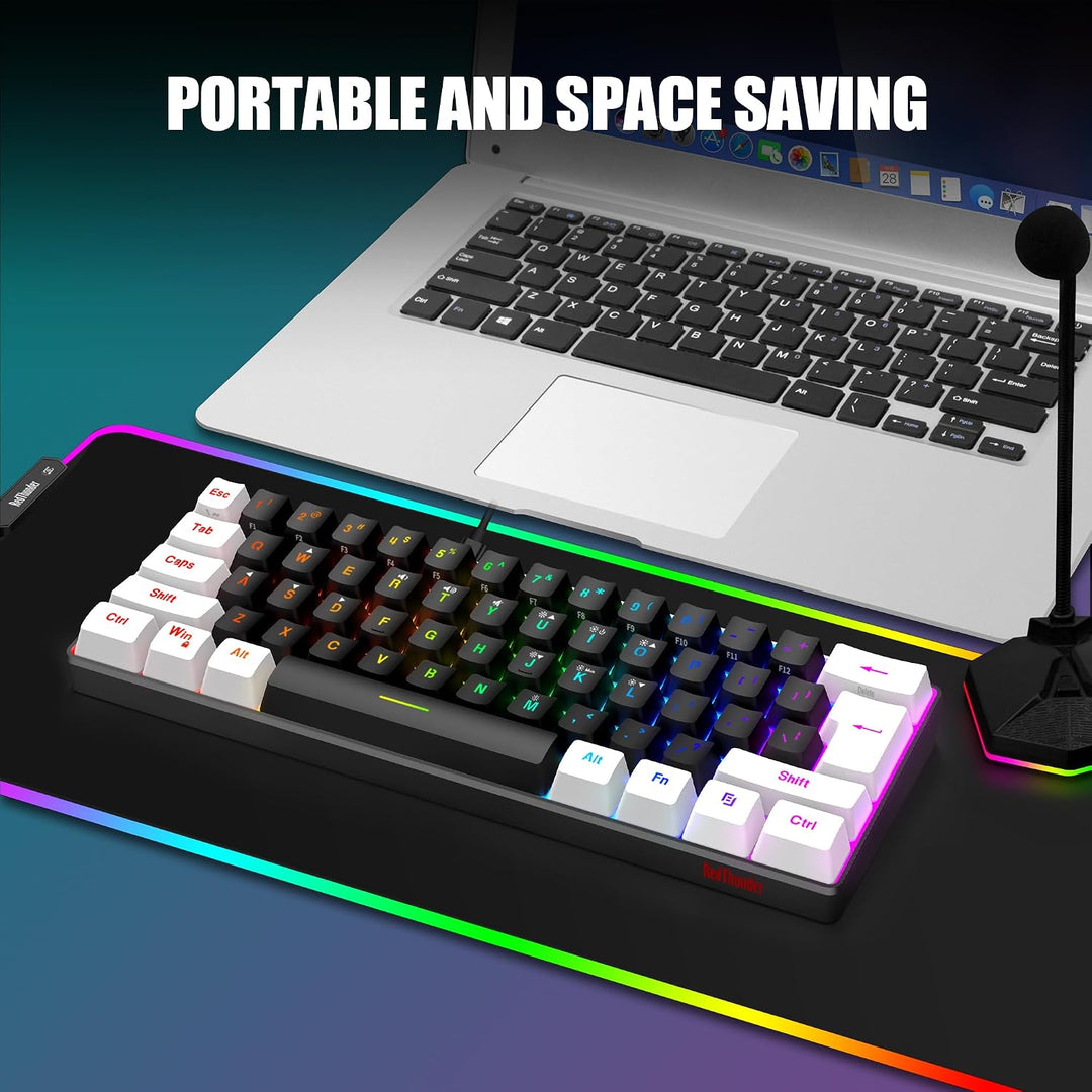 RedThunder Combo de Teclado y Mouse para Juegos 60%, Teclado Mini R...