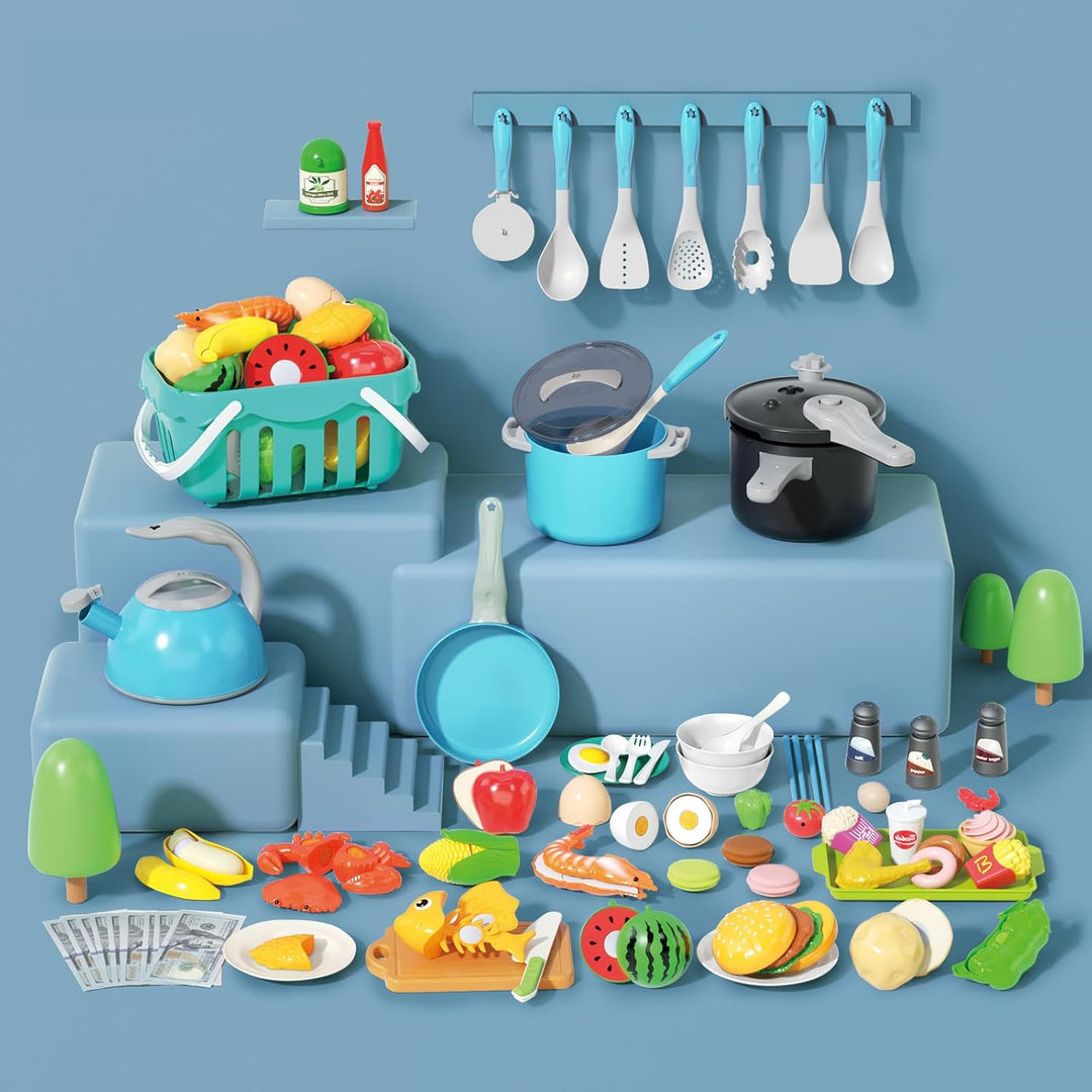 Juego de cocina de 130 piezas, ollas de juego de cocina para niños...
