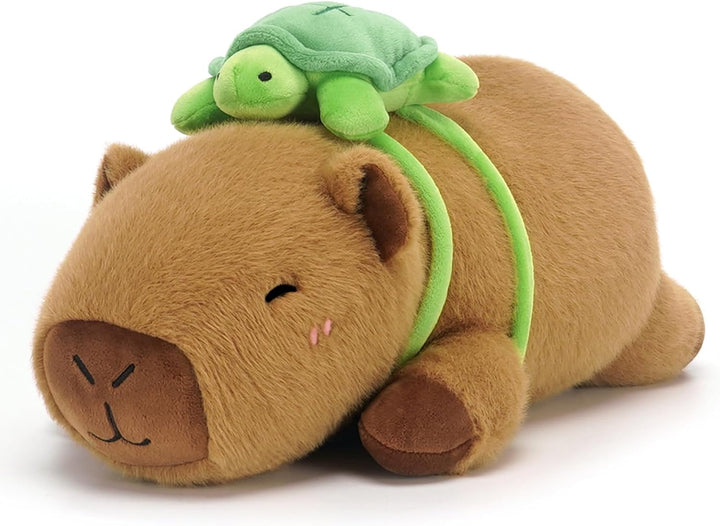 SQEQE - Peluche con peso de capibara con mochila de tortuga, juguet...