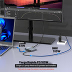 Adaptador USB C a 3 HDMI con PD 100W/USB3.0, 4K a 60Hz 3 vías HDMI Splitter Pantalla extendida para 3 monitores, estación de acoplamiento de monitor triple para laptop Dell/HP/Mac, concentrador SST