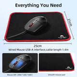 MIKUSO Combo de teclado y mouse con cable de impresión grande para...