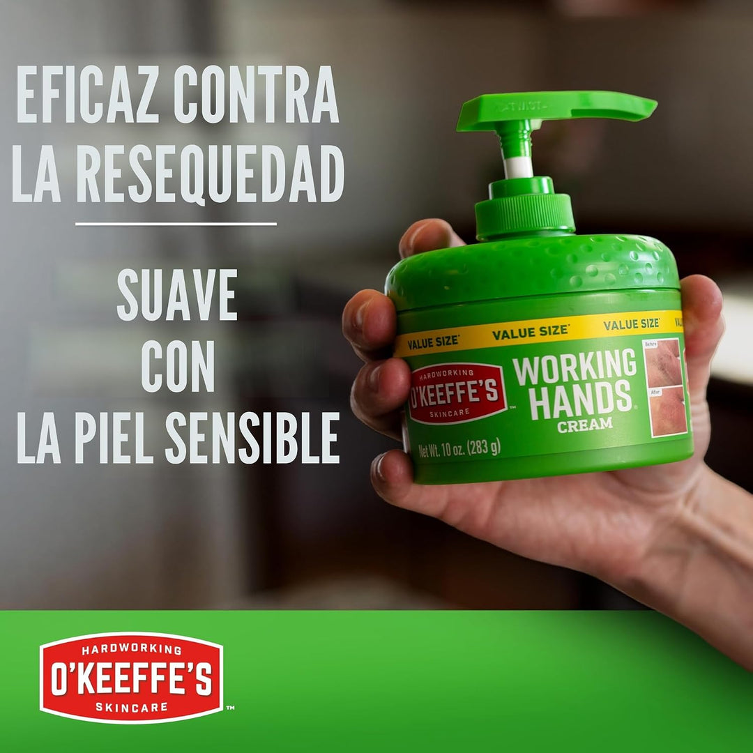 Crema de manos O'Keeffe's Working Hands en un frasco con bo...