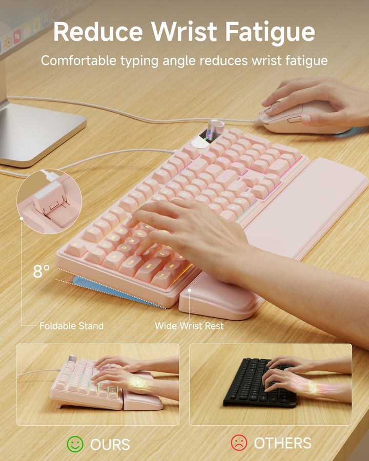 EWEADN Combo de teclado y mouse con cable con reposamuñecas desmont...