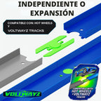 Vía recta y curvada compatible con Hot Wheels – Expansión de pista de rodadura a escala 1:64 de 24 piezas (20 pies en total) – rectas, curvas y conectores de alto margen