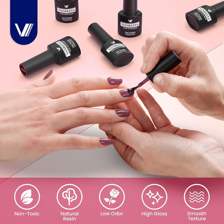 VANREESA - Juego de 24 esmaltes de uñas de gel, kit de esmalte de g...