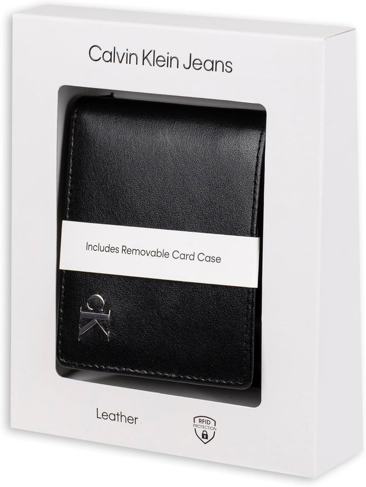 Calvin Klein Billetera plegable minimalista de piel RFID para hombr...