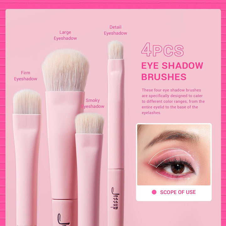 Jessup Juego de brochas para sombra de ojos 10 piezas, brochas de m...