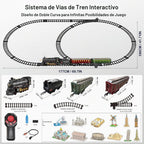 Juegos de tren eléctrico con control remoto para niños, juguetes de tren de Navidad, locomotora de vapor con 3 humos, vagones de pasajeros brillantes, pistas de lujo, luz y sonidos, regalos de cumpleaños para niños y niñas
