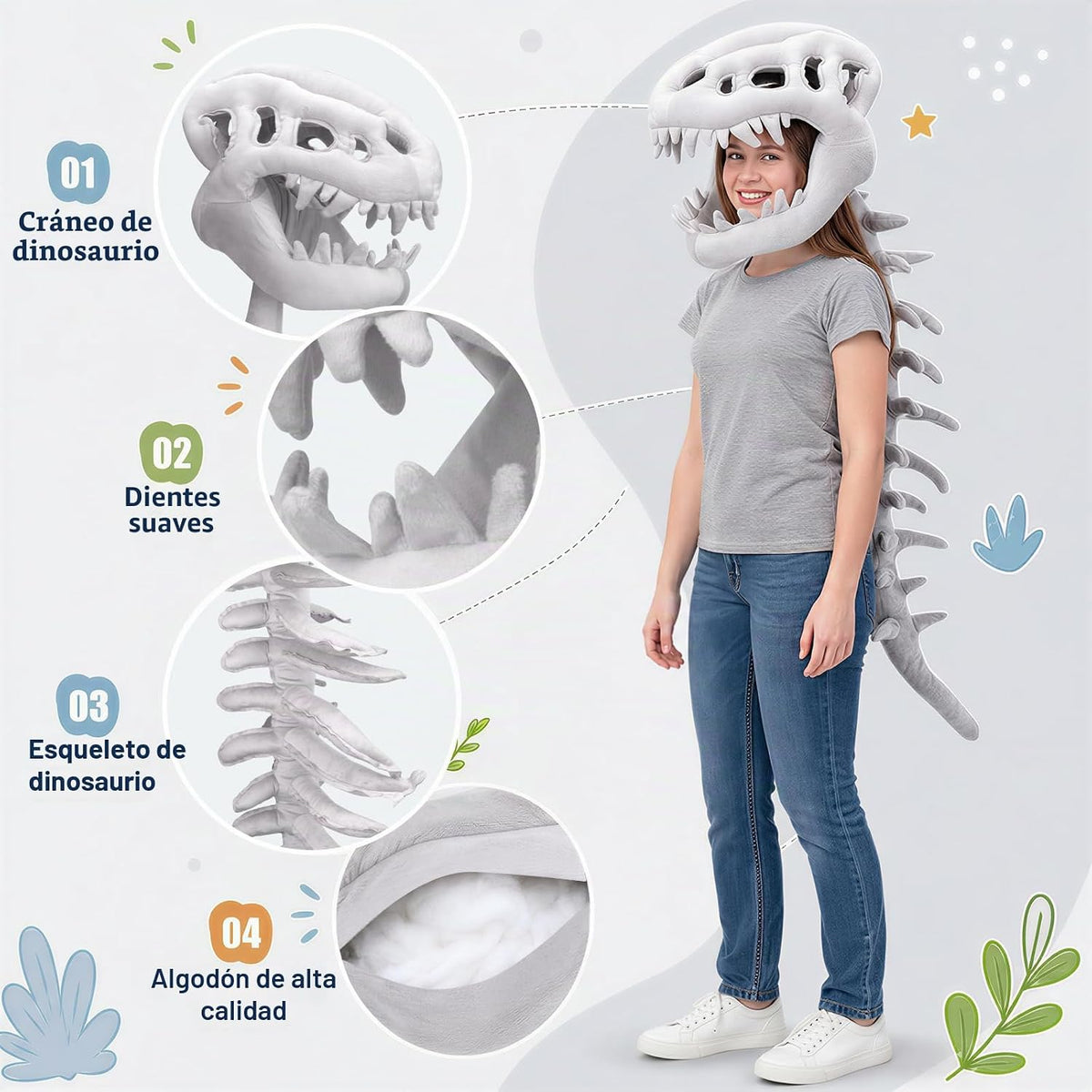Disfraz de esqueleto de dinosaurio para niños, disfraz de juguetes