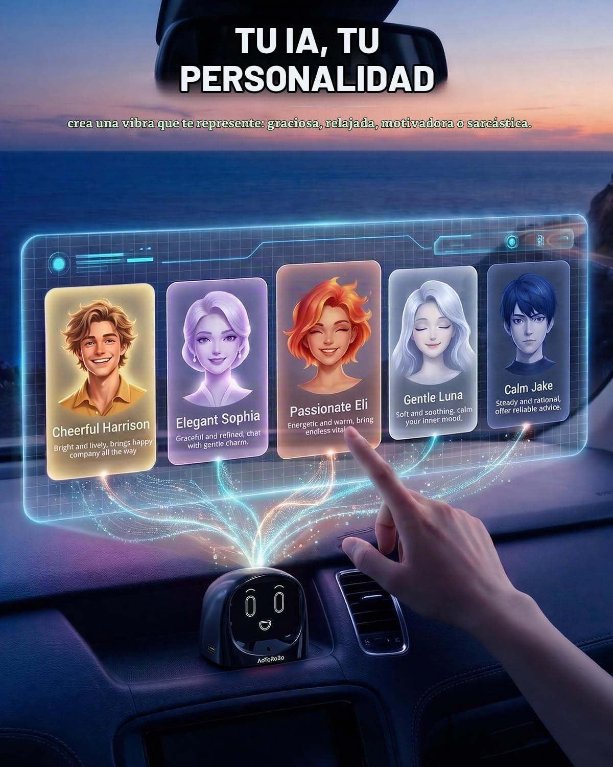 Robot inteligente de chat de automóvil AI, asistente activado por voz con personalidad personalizada, copiloto de conducción manos libres, uso en automóvil y hogar, robot compañero