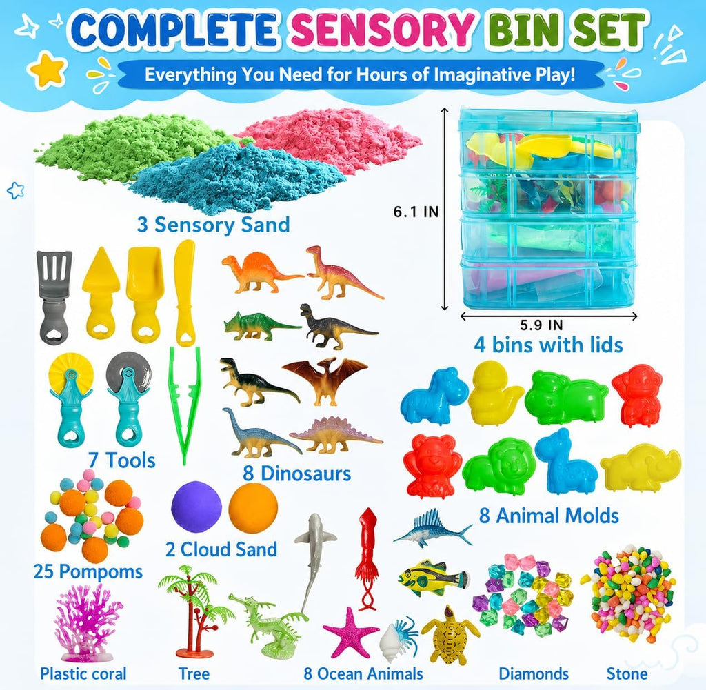 Cubo sensorial sensorial Dino & Ocean con arena de juego