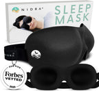 Máscara de dormir de lujo Nidra® patentado profundo sueño máscara para ojos con forma contorneada y ajustable correa cabeza, descanso, dormir en cualquier momento y lugar, Negro, 1