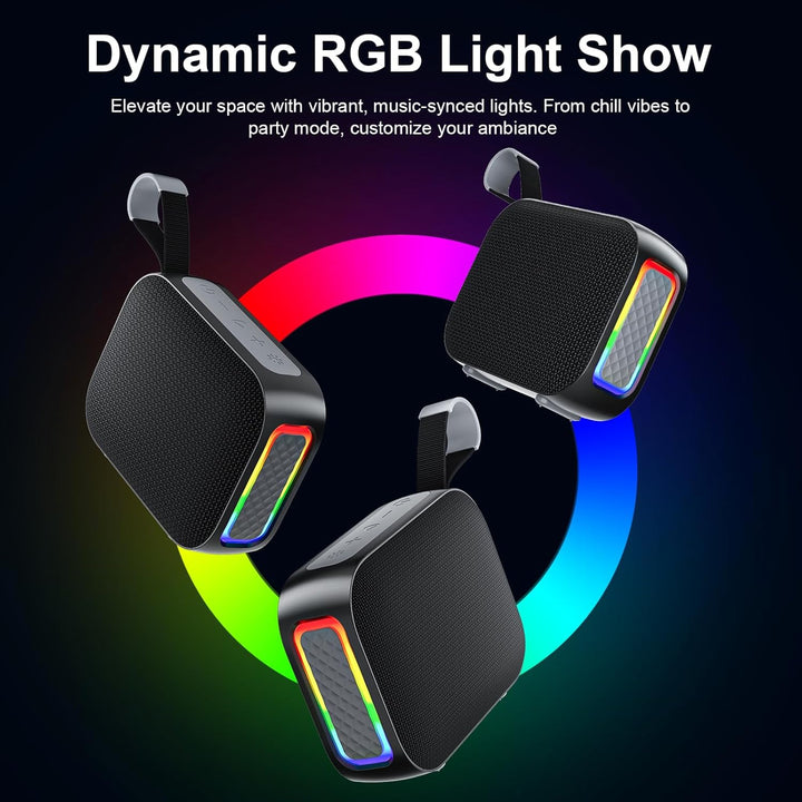 KASOHQEE Altavoz Bluetooth portátil con luces RGB, altavoz inalámbr...