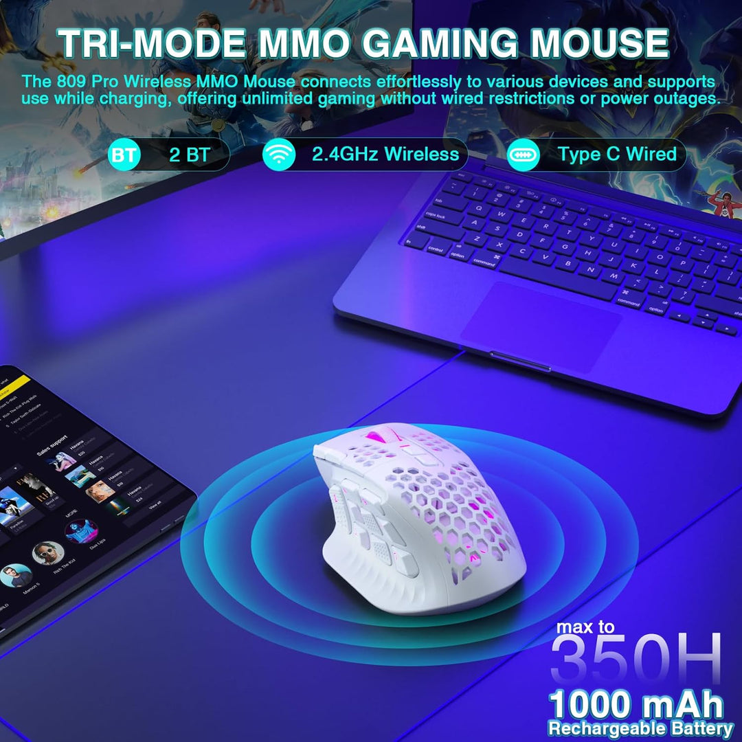 SOLAKAKA SM809 Pro - Mouse para juegos con 9 botones laterales, mou...