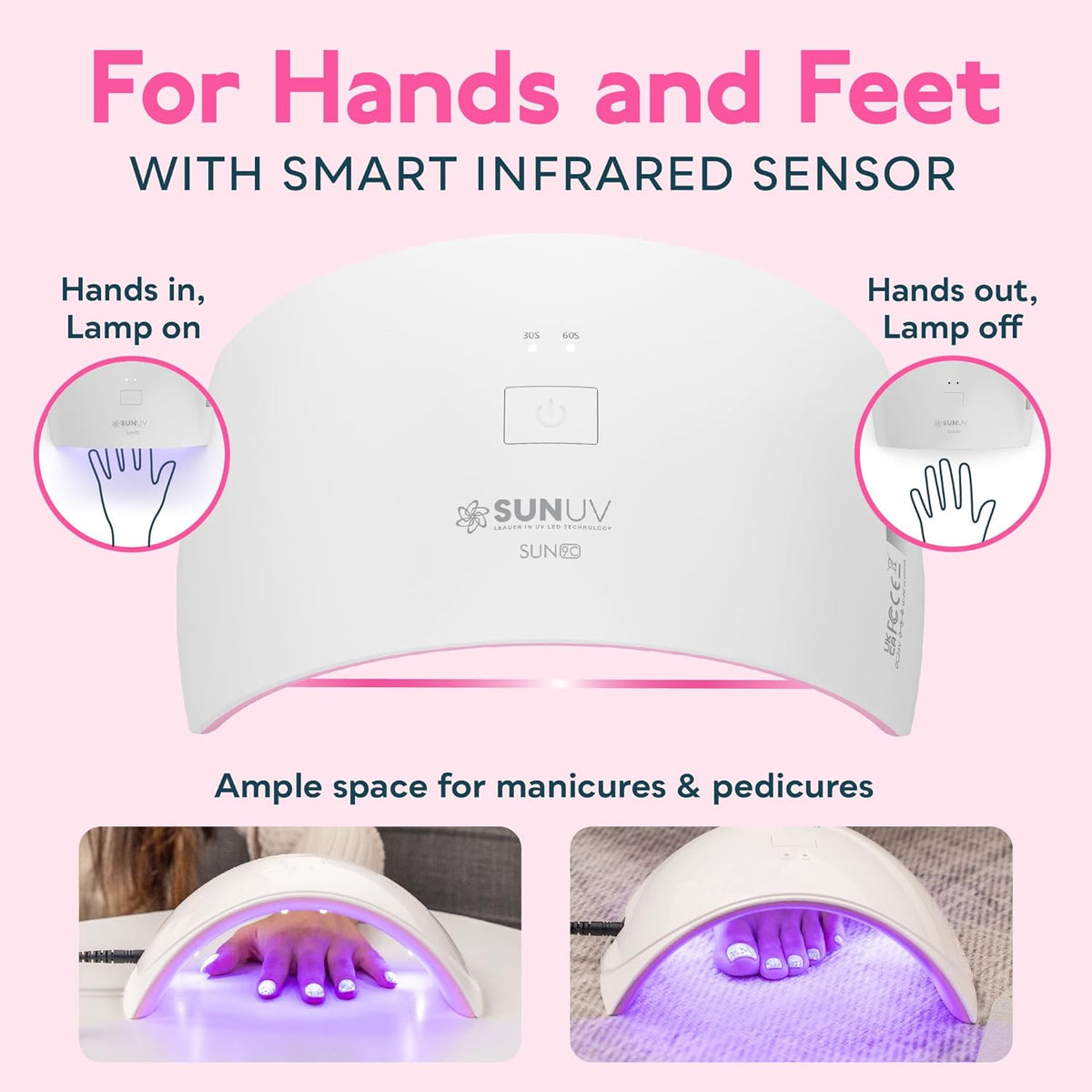 Lámpara secadora de uñas SUNUV de 24 W. , Rosado