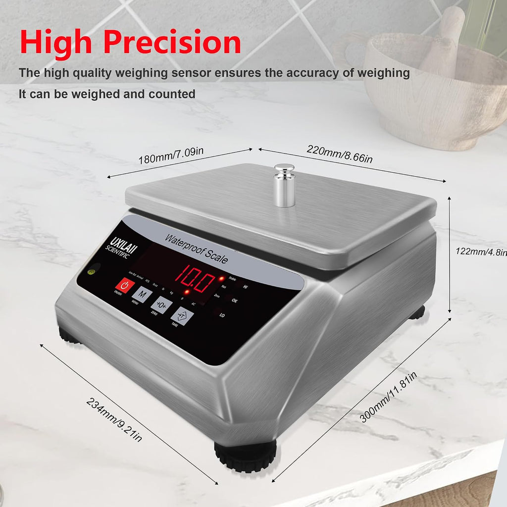 UXILAII Escala impermeable profesional de acero inoxidable 110V 66.1 lbs