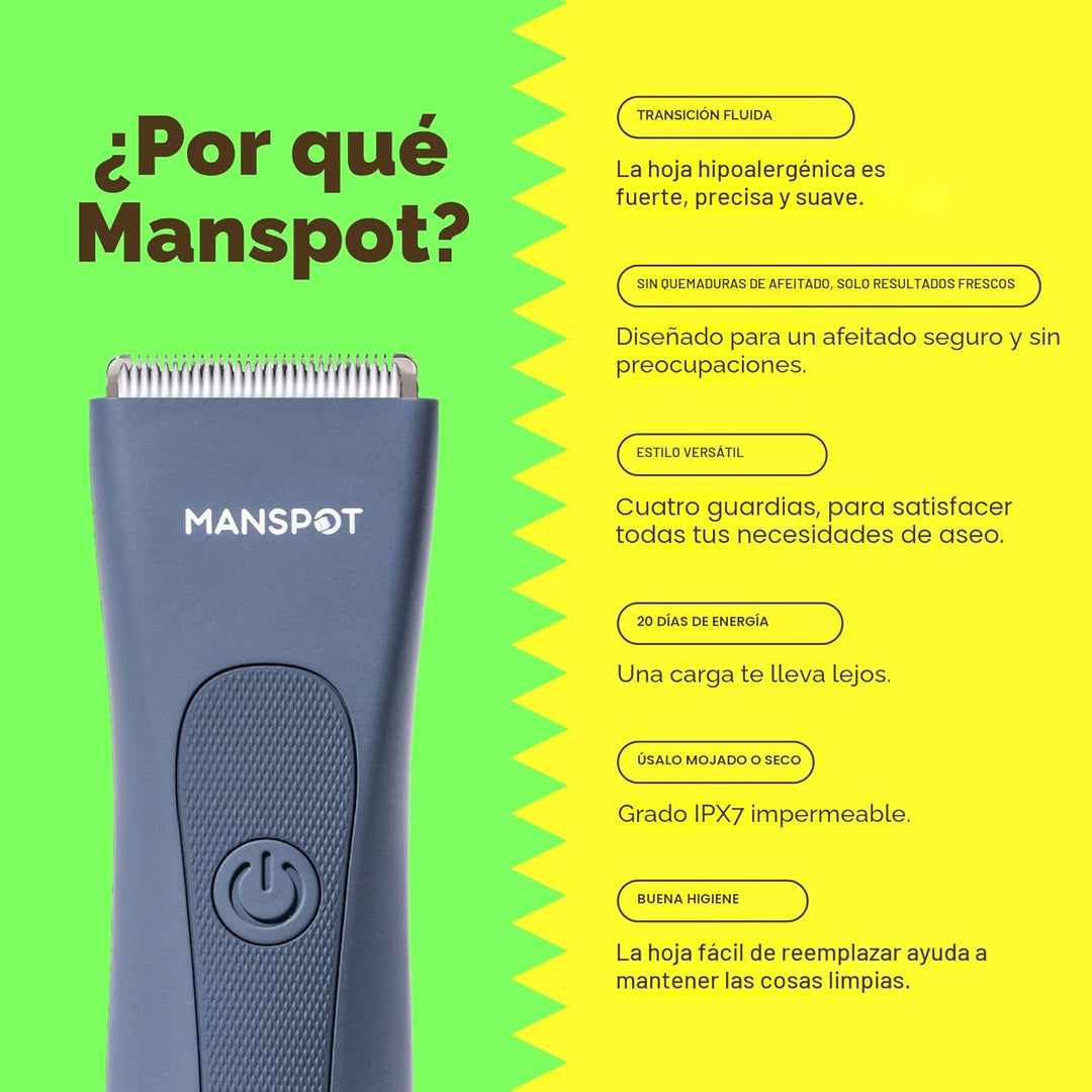 MANSPOT Afeitadora eléctrica para ingle, recortadores de acabado ca...