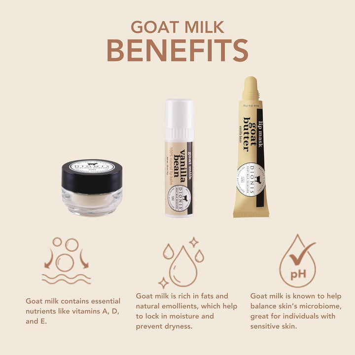 Dionis Kit de Cuidado de Labios de Leche de Cabra con Vainilla de 3...