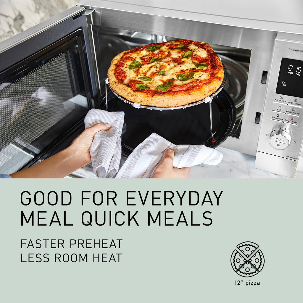 Panasonic HomeChef - Combo de freidora de aire para microondas 4 en 1, ahorro de tiempo, 20 presets + recetas vinculadas a la aplicación, inversor de 1000 W, 1.2 pies cúbicos
