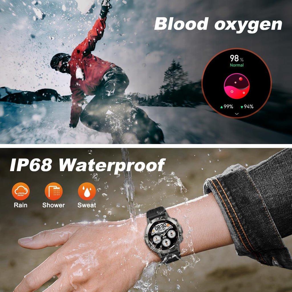 Reloj inteligente para hombre, rastreador de actividad física: Bluetooth resistente al agua, responder llamada, relojes digitales para hombre, podómetro, podómetro, reloj inteligente para teléfonos
