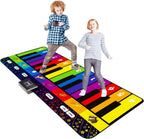 SUNLIN Alfombrilla de piano de suelo de 6 pies para niños y niños, tapete de piano gigante, 24 teclas, 10 canciones integradas, 8 sonidos de instrumentos, grabación y reproducción, folleto de