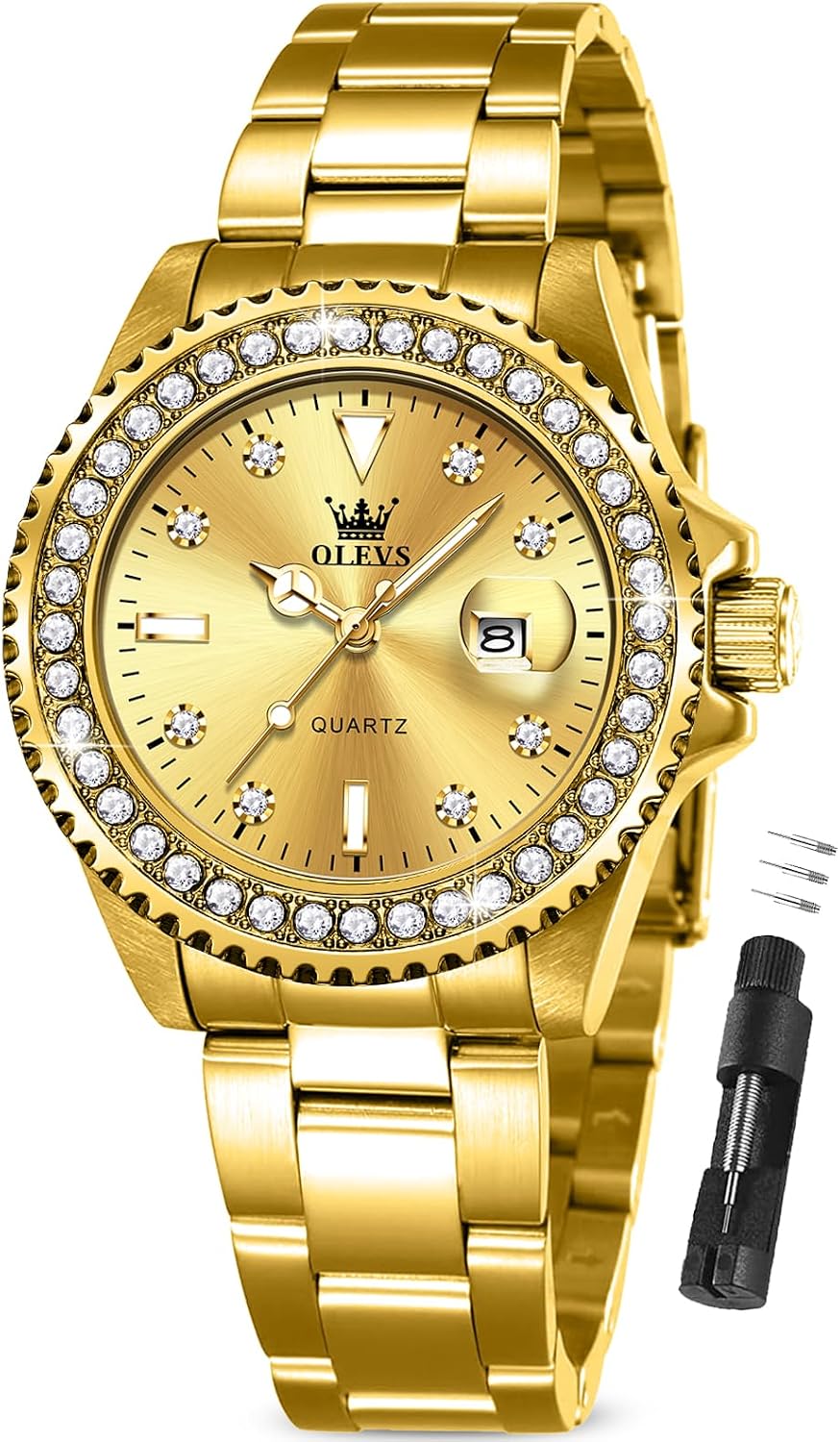 OLEVS Relojes para Mujer de Vestir Lujo Acero Inoxidable a Prueba de Agua Reloj de Muñeca