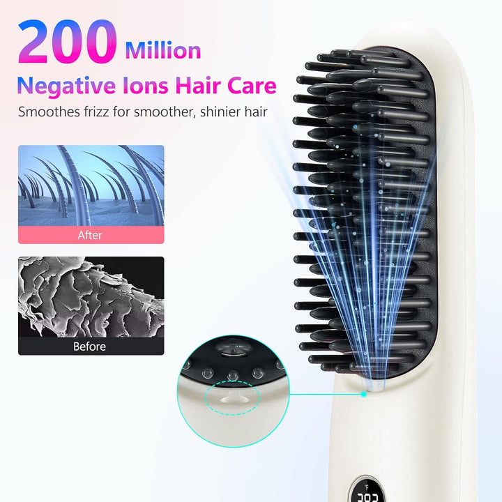 STUDLLY Alisador y rizador de pelo inalámbrico con pantalla LCD 2 e...