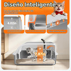 Caja de arena para gatos de acero inoxidable con cuchara, tamaño mediano