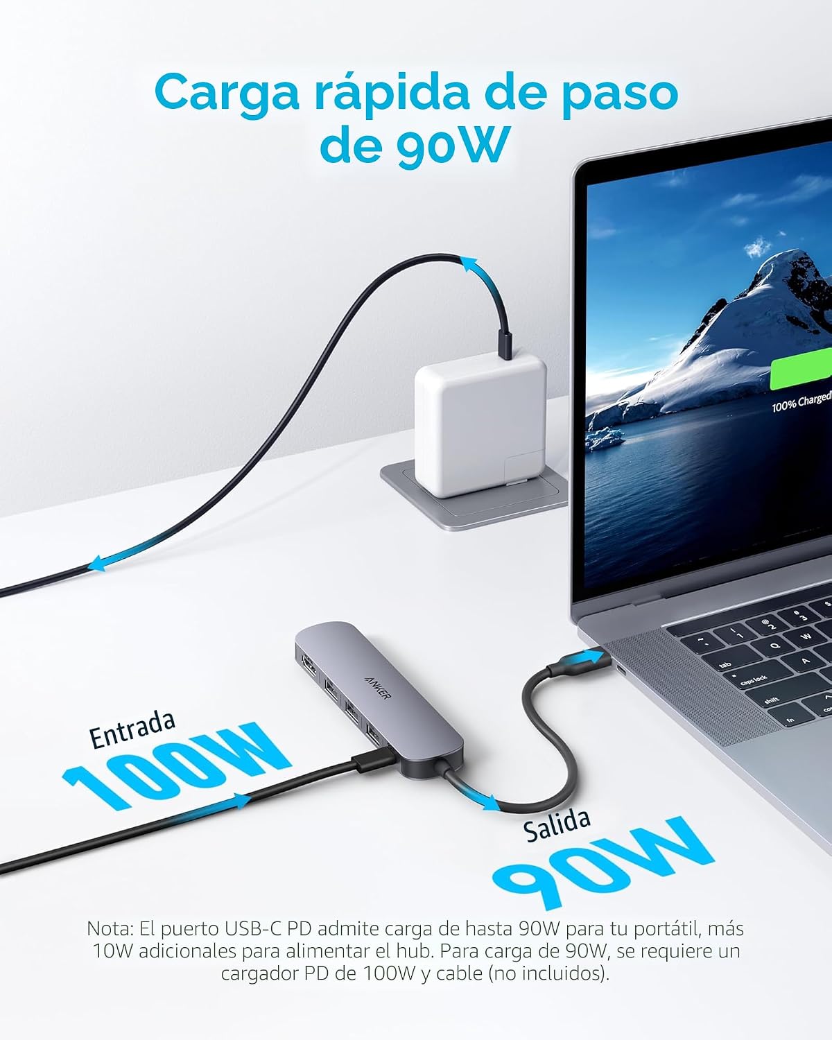 Anker, A8357, hub USB 5 de 3 puertos