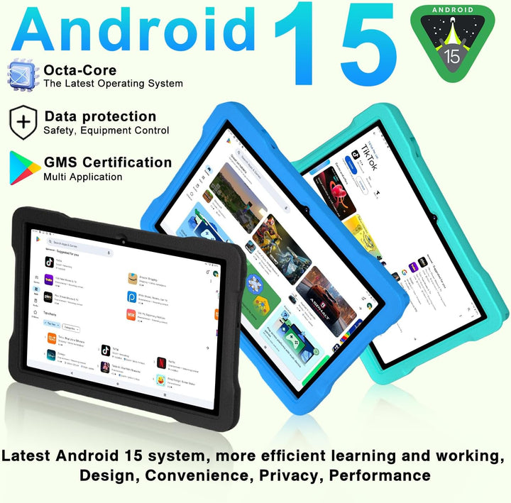 UJJ Tableta para niños Android 15 de 10 pulgadas, 30 GB de RAM 64 G...