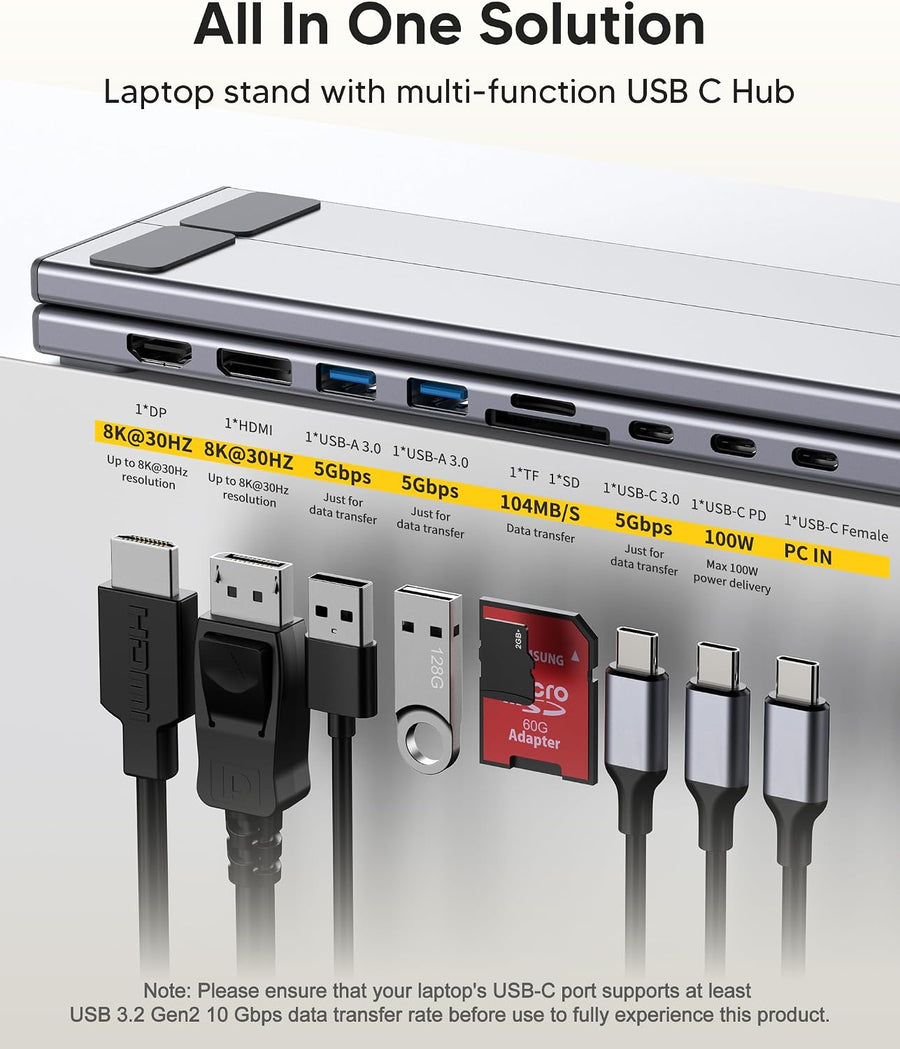 Estación de acoplamiento USB C para laptop con monitor doble, solo...