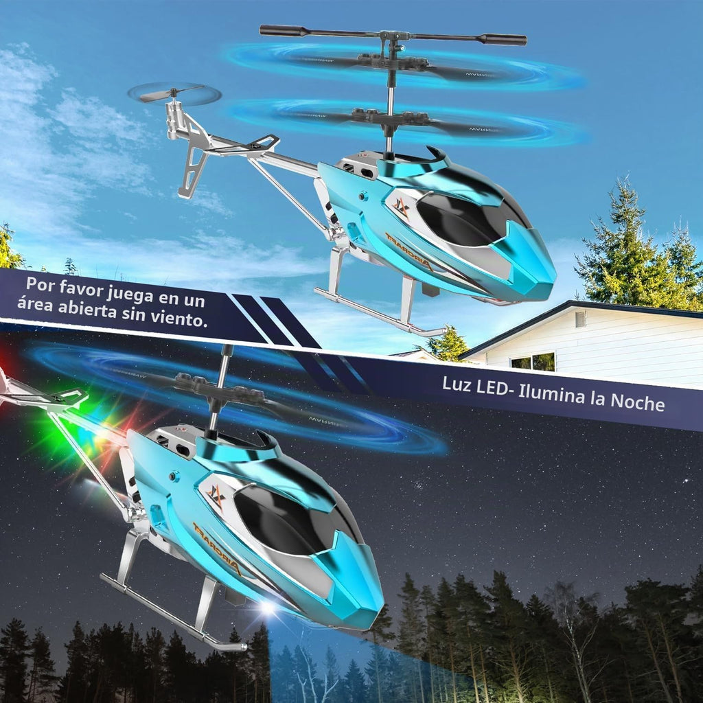 Helicóptero de control remoto para niños, helicópteros RC de retención de altitud 2.4G con luz LED y giroscopio, avión controlado por radio juguete interior con 3.5 canales de alta velocidad