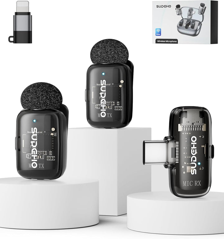 Mini micrófonos inalámbricos Lavalier para iPhone iPad Android con...