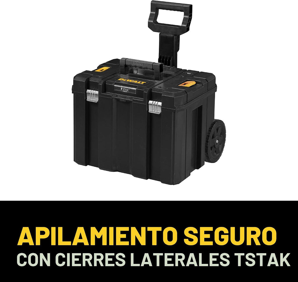 DEWALT Caja de herramientas con ruedas modular, caja de herramientas rodante grande con mango telescópico, portador portátil almacenamiento profundo apilable TSTAK (DWST17820)