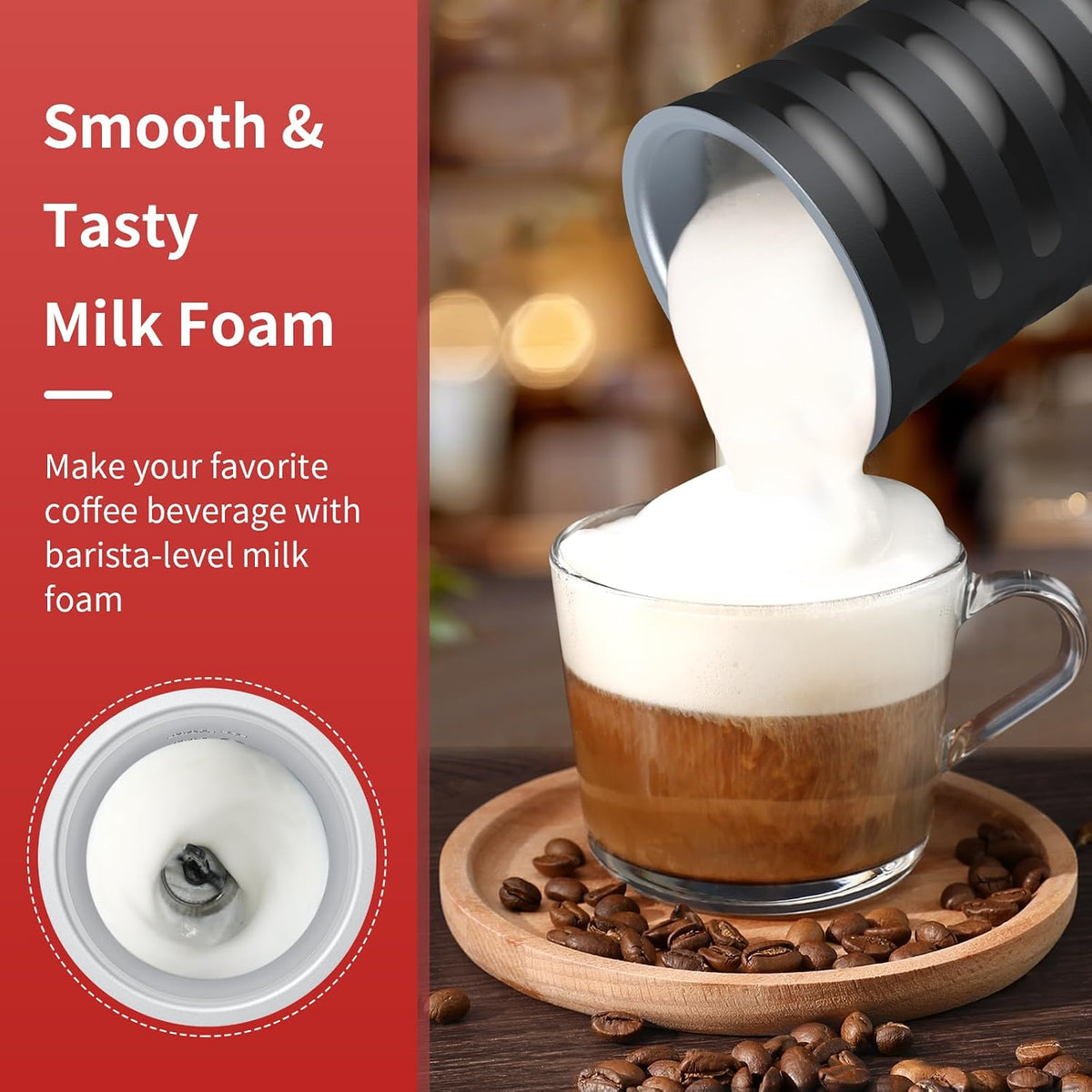 PARIS RHÔNE Espumador de leche, vaporizador de leche automático eléctrico 4
