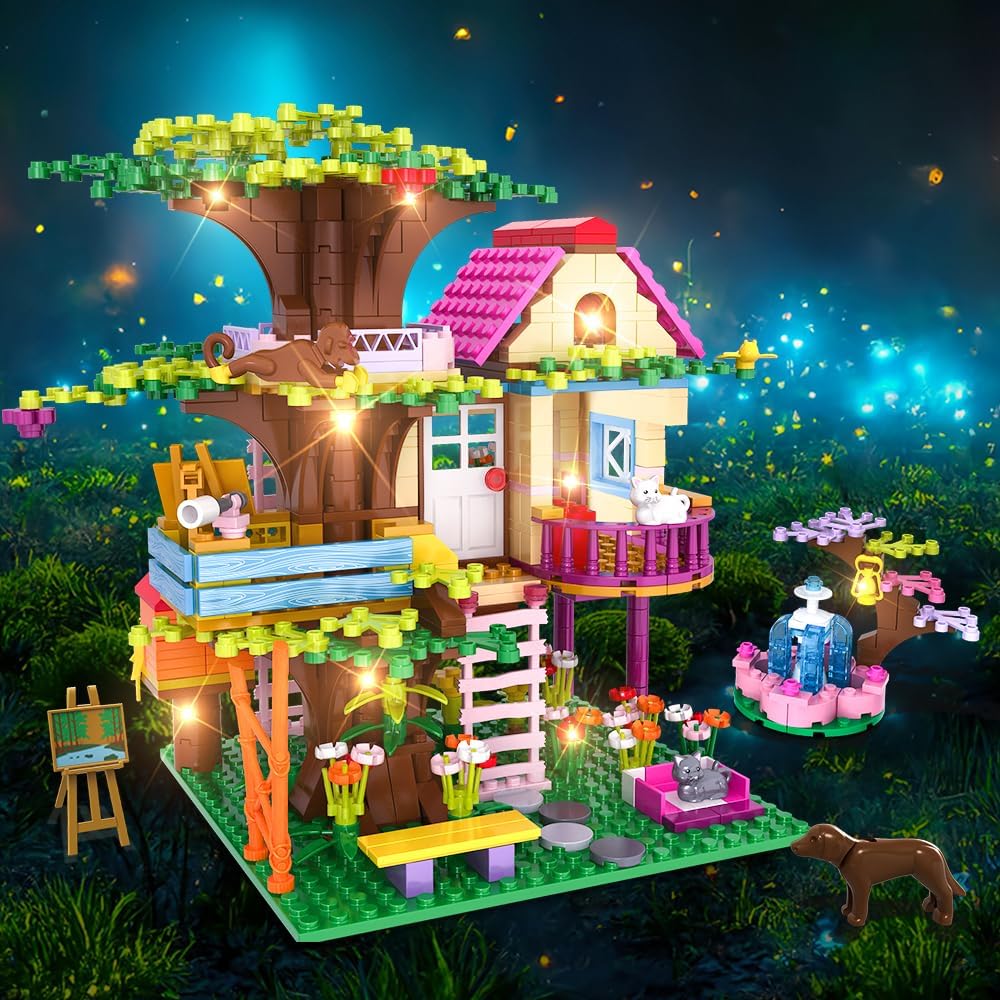 HOGOKIDS Juego de construcción de casa del árbol con luz