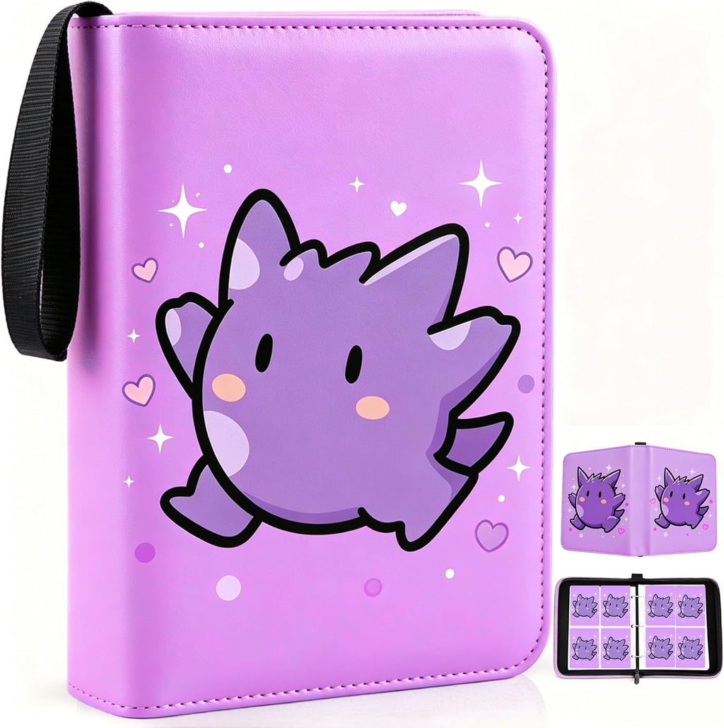 Carpeta de tarjetas de 4 bolsillos, soporte para tarjetas intercambiables para 400 tarjetas con 50 fundas extraíbles, tarjeta de colección portátil, libro de tarjetas de juego con cremallera para