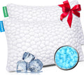 SUPA MODERN Almohadas de cama refrescantes para dormir, paquete de 2 almohadas de espuma viscoelástica trituradas, almohadas ajustables para personas que duermen de lado, espalda y estómago, almohadas