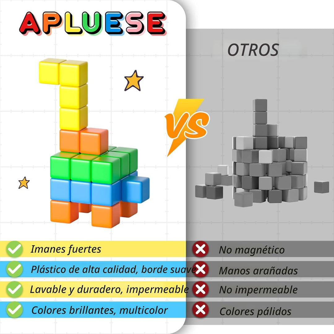 Apluses 42 piezas de bloques magnéticos, regalos para niños de 3, 4...