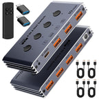 Selector de conmutador USB 3.2 4 computadoras comparten 4 dispositivos USB 10Gbps Interruptor de uso compartido USB de alta velocidad con 1 USB-C y 3 puertos USB-A, conmutador de teclado y mouse para