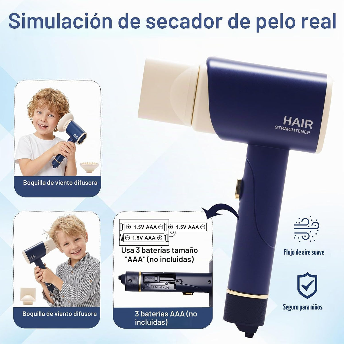 Juguetes de simulación para niños, kit de afeitado para niños pequeños, accesorios de peluquería, juego de peluquería con caja de almacenamiento de 3 niveles, cortadora de pelo realista y secador de pelo, regalos de cumpleaños para niños y niñas de 3 a 8