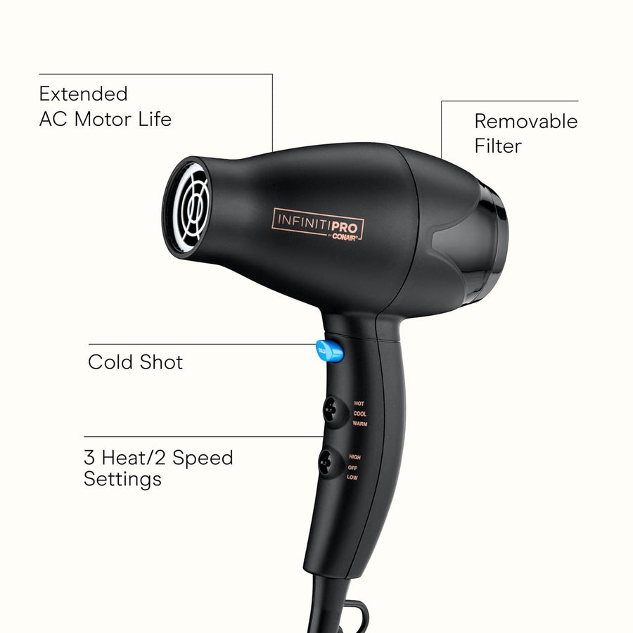 Secadora de pelo compacta Infinitipro de Conair Mighty Mini ligera,...